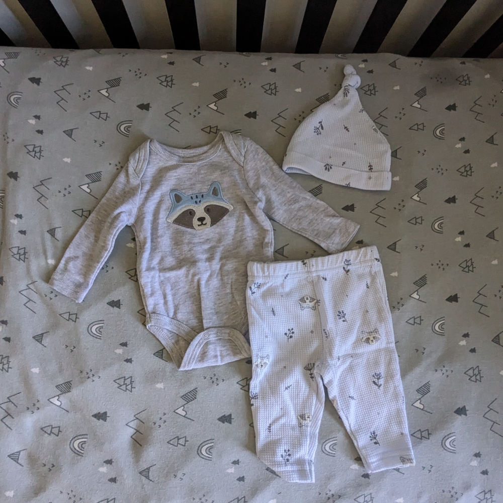 Adorable Powder Blue Raccoon Baby Outfit Set Blue 🦝🩵